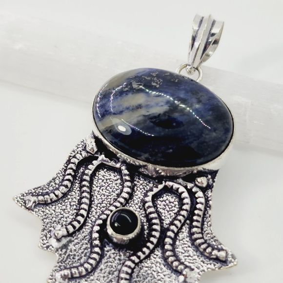 Sodalite Black Onyx Ethnic Handmade Pendant Jewelry 2.4 - Picture 6 of 7